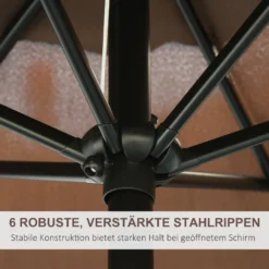 Outsunny Knickschirm Sonnenschirm Gartenschirm Marktschirm Mit Handkurbel Alu 180/㎡ Polyester Braun ∅2,7 X 2,35 M -Stil Beet Verkaufsgeschäft 34e9176a1850e9650f0f7a30666d2012