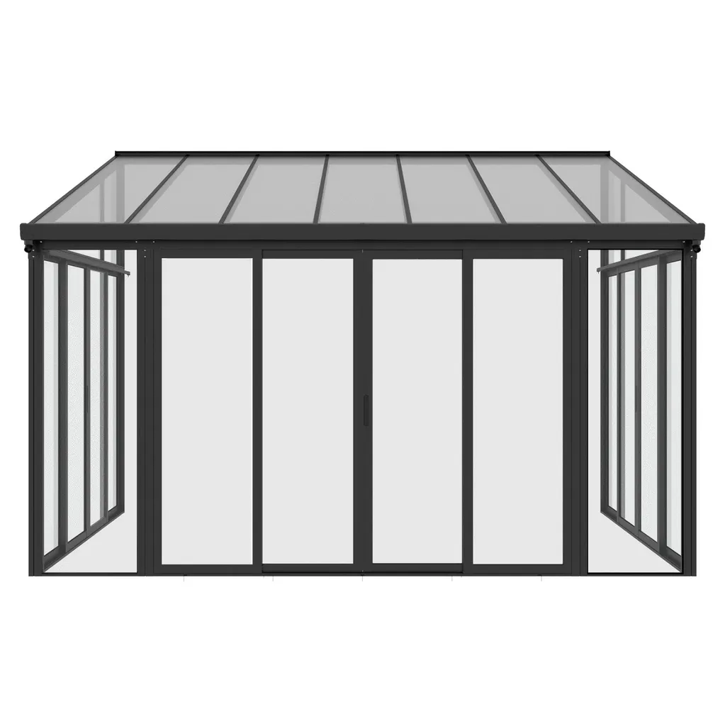 Juskys Wintergarten 12,5 M² - Mit Kristallklaren Wänden, Doppel-Schiebetüren & UV-Schutz – Wasserdicht & Winterfeste Überdachung Aus Aluminium - Grau 1 Juskys Wintergarten 12,5 M² - Mit Kristallklaren Wänden, Doppel-Schiebetüren & UV-Schutz – Wasserdicht & Winterfeste Überdachung Aus Aluminium - Grau