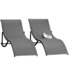 Outsunny 2er Set Sonnenliege Gartenliegen Stoffliege Relaxliege Ergonomisch Aluminium Texteline Dunkelgrau 165 X 61 X 63 Cm