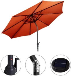 COSTWAY Ø300cm Sonnenschirm Mit Kurbel Gartenschirm Ampelschirm Kurbelschirm Strandschirm Terrassenschirm Orange -Stil Beet Verkaufsgeschäft 356469079cbb392513f9742c093431ed