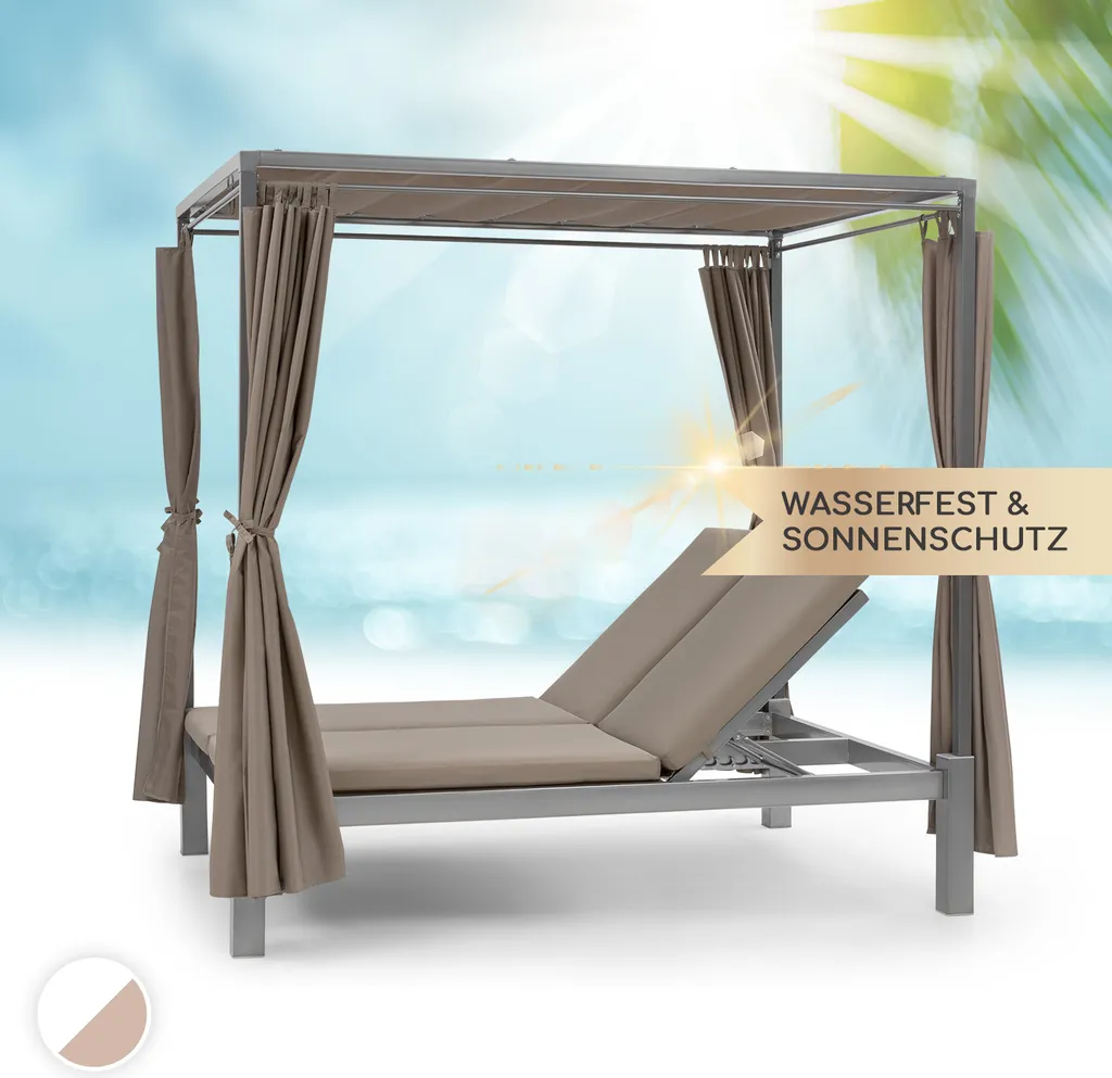 Blumfeldt Sonnenliegen Für 2 Personen, Liege Für Den Garten & Terrasse, Große Sonneninsel Outdoor, Doppelliege Mit Verstellbarer Rückenlehne, Sonnenliege Mit Dach, Liegeinsel Wasserfest, Garten Möbel 1 Blumfeldt Sonnenliegen Für 2 Personen, Liege Für Den Garten & Terrasse, Große Sonneninsel Outdoor, Doppelliege Mit Verstellbarer Rückenlehne, Sonnenliege Mit Dach, Liegeinsel Wasserfest, Garten Möbel