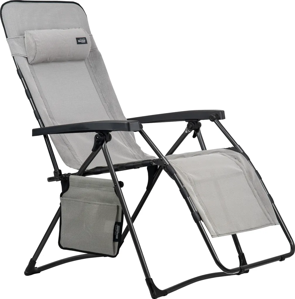 Westfield XL Relaxliege Hellgrau Textilene Bis 140 Kg Belastbar 1 Westfield XL Relaxliege Hellgrau Textilene Bis 140 Kg Belastbar