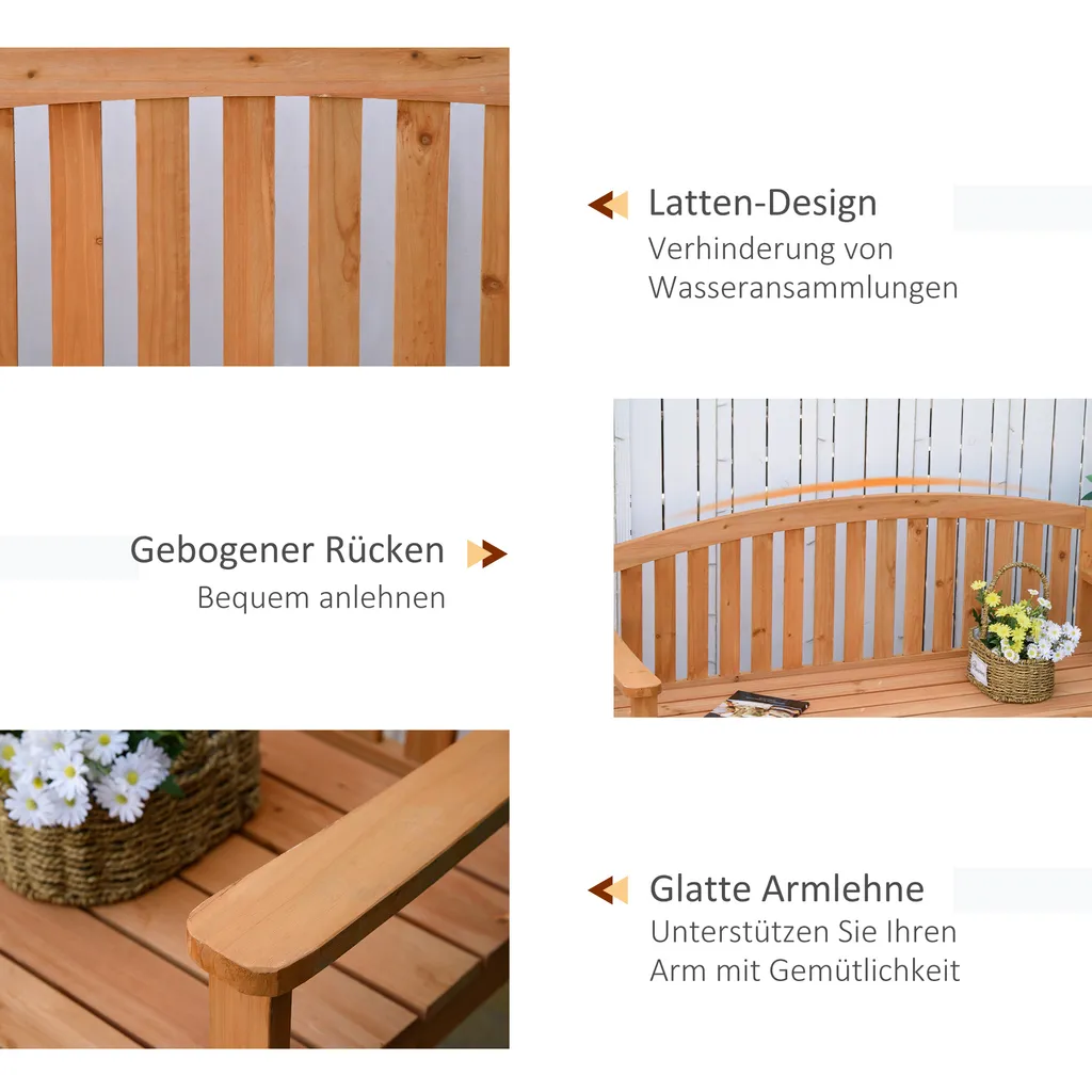 Outsunny Gartenbank 2-Sitzer Sitzbank Aus Holz Parkbank Bis 320 Kg Bank Terrassenbank Mit Rückenlehnen Gartenmöbel Tannenholz Orange 140 X 50 X 85 Cm 6 Outsunny Gartenbank 2-Sitzer Sitzbank Aus Holz Parkbank Bis 320 Kg Bank Terrassenbank Mit Rückenlehnen Gartenmöbel Tannenholz Orange 140 X 50 X 85 Cm - Image 6