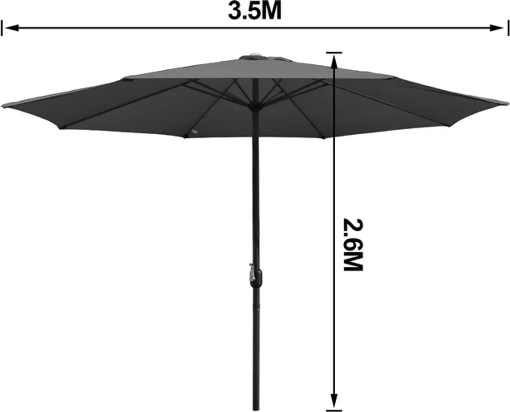 Wolketon 3m-3.5m Sonnenschirm Marktschirm Mit Handkurbel UV40+ Outdoor-Schirm Terrassen Gartenschirm,Grau,3.5m 2 Wolketon 3m-3.5m Sonnenschirm Marktschirm Mit Handkurbel UV40+ Outdoor-Schirm Terrassen Gartenschirm,Grau,3.5m - Image 2