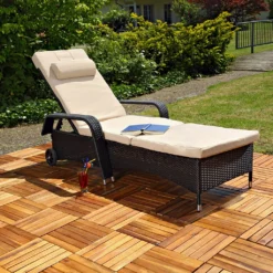 Mucola Rattan Sonnenliege Gartenliege Polyrattan Rattanmöbel Terrassen Liege Schwarz E -Stil Beet Verkaufsgeschäft 360dad75269051af23b801de72bad59c