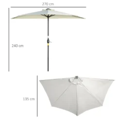 Outsunny Sonnenschirm, 270 X 240 Cm Halbshirm, Balkonschirm Mit LED, Halbrunder Terrassenschirm Mit Handkurbe, Solarpaneel, Für Garten, Metall, Beige -Stil Beet Verkaufsgeschäft 36a039d3120d3e6e1ecd58ad8e0c1dbf