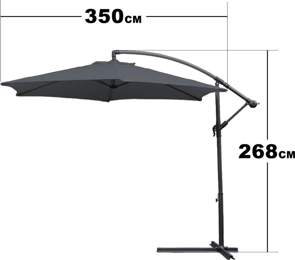 EINFEBEN Sonnenschirm Alu Ampelschirm ? 350cm Grau Gartenschirm Mit Staender, Hoehenverstellbar, Klappbar, UV-Schutz 40+ Diverse Farben Wasserabweisende Marktschirm 5 EINFEBEN Sonnenschirm Alu Ampelschirm ? 350cm Grau Gartenschirm Mit Staender, Hoehenverstellbar, Klappbar, UV-Schutz 40+ Diverse Farben Wasserabweisende Marktschirm - Image 5