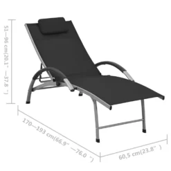 VidaXL Sonnenliege Textilene Und Aluminium Schwarz -Stil Beet Verkaufsgeschäft 383739f40e866774a717173608d9de3a