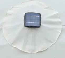 Outsunny Sonnenschirm Mit LED Solar 4,5m Doppelsonnenschirm Gartenschirm Marktschirm Terrassenschirm Oval Schwarz+Cremeweiß -Stil Beet Verkaufsgeschäft 385553d565b96f529da44c4fd4feba27