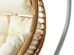 Mirjan24 Hängesessel Bali, Stilvoll Hängekorb, Gartensessel Mit Stahlskelett, Rattan, Kokon (Schwarz / Natur + Grau Kissen) -Stil Beet Verkaufsgeschäft 386251b3e2da419a31de98abdfa3af79