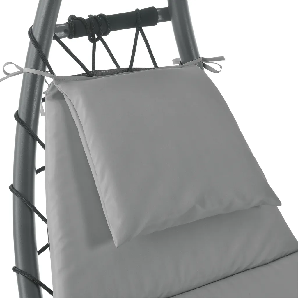 Schaukelliege Lamia Mit Sonnendach 193x104x200 Cm Sonnenliege Bis 160 Kg Relaxliege Mit Kopfkissen Hellgrau 5 Schaukelliege Lamia Mit Sonnendach 193x104x200 Cm Sonnenliege Bis 160 Kg Relaxliege Mit Kopfkissen Hellgrau - Image 5