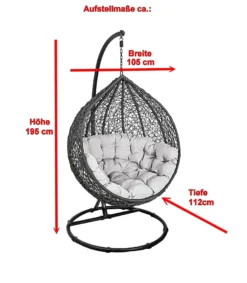 Korb Hängesessel Mit Gestell + Kissen Hängestuhl Lounge Hängekorb Schaukel Sessel -Stil Beet Verkaufsgeschäft 3894f694419e64ef2daeca2a01058062
