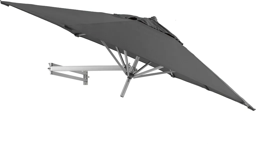 ACAZA Sonnenschirm 250 Cm Rund Mit Wand Halterung Ohne Schirmständer Für Balkon Oder Terrasse, Marktschirm Gartenschirm Terrassenschirm, Knickbar Mit Windauslass, Grau 1 ACAZA Sonnenschirm 250 Cm Rund Mit Wand Halterung Ohne Schirmständer Für Balkon Oder Terrasse, Marktschirm Gartenschirm Terrassenschirm, Knickbar Mit Windauslass, Grau