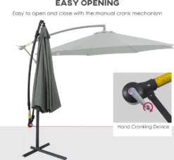 Outsunny Sonnenschirm Ampelschirm Kurbelschirm Mit Handkurbel Rund, Stahlbogenstäbe Und Stahl-Stehstäbe, Polyestergewebe, Grau, Ø2,95 X 2,45H M -Stil Beet Verkaufsgeschäft 392b5a09ead6d03de267f3fa9ee0b7c1