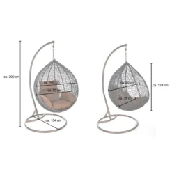 HOME DELUXE - Polyrattan Hängesessel CIELO - Inklusive Gestell, Sitz-, & Rückenkissen | Hängestuhl, Hängekorb, Gartenliege, Hollywoodschaukel, Hängeschaukel -Stil Beet Verkaufsgeschäft 3c6aadb37496f847f580d54cc31edf5a