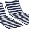 Outsunny 2er-Set Strandmatte, Faltbare Strandliege, Verstellbare Sonnenliege, Strandmatratze Mit Tragetasche, Magazin Tasche, Stahl, Oxford, 142 X 51 X 40 Cm, Blau+Weiß