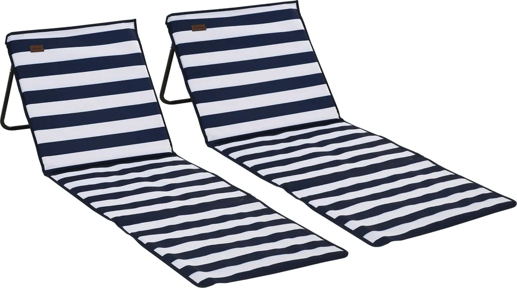 Outsunny 2er-Set Strandmatte, Faltbare Strandliege, Verstellbare Sonnenliege, Strandmatratze Mit Tragetasche, Magazin Tasche, Stahl, Oxford, 142 X 51 X 40 Cm, Blau+Weiß 1 Outsunny 2er-Set Strandmatte, Faltbare Strandliege, Verstellbare Sonnenliege, Strandmatratze Mit Tragetasche, Magazin Tasche, Stahl, Oxford, 142 X 51 X 40 Cm, Blau+Weiß