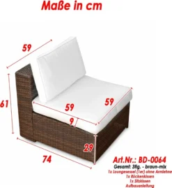 3tlg. (1er) Gartenmöbel Lounge Sessel Ohne Armlehne Polyrattan - Braun-mix 6 3tlg. (1er) Gartenmöbel Lounge Sessel Ohne Armlehne Polyrattan - Braun-mix -Stil Beet Verkaufsgeschäft 3c9cc86665c8fa4ed98302f5a86e8083