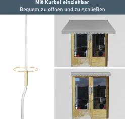 Lospitch Sonnenmarkise Manuelle Gelenkarmmarkise Markise Sonnenschutz, 3,5 X 3 M Alu/Polyester Anti-UV Und Wasserfest Terrasse Oder Garten Grau -Stil Beet Verkaufsgeschäft 3cc6707a8990553218e1539e9ef782c3