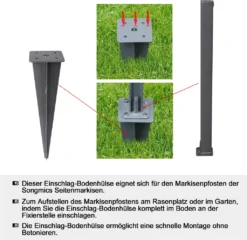 SONGMICS Erdanker, Bodenhalterung Für Standpfosten Von Seitenmarkisen, Bodenanker, Erdnagel, Nur Für SONGMICS Seitenmarkisen Mit Alu-Standpfosten Geeignet, 11,5 X 11,5 X 46 Cm, Grau GSA001 -Stil Beet Verkaufsgeschäft 3ced727c48f36e43d1e28dca2e350db9