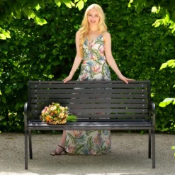 Tectake Gartenbank Pino 3-Sitzer 126x62x81,5cm - Schwarz -Stil Beet Verkaufsgeschäft 3dff4fb4979d71ead14c9d747c64c4ce