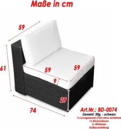3tlg. (1er) Gartenmöbel Polyrattan Loungesssel Ohne Armlehne - Anthrazit -Stil Beet Verkaufsgeschäft 3ee76570b46adb61eb24fcd05696209e