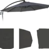Ersatz-Bezug Für Deluxe Ampelschirm HWC-D14, Sonnenschirmbezug Rund Ø 3m Anthrazit Ohne Flap