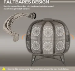 Outsunny Gartenstuhl 2-Sitzer, Korb-Stuhl Mit Faltbarem Korb, Papasansessel Mit Kissen, Loungesessel Für Balkon, Terrasse, Stahl, Sand, 126 X 75 X 142 Cm 14 Outsunny Gartenstuhl 2-Sitzer, Korb-Stuhl Mit Faltbarem Korb, Papasansessel Mit Kissen, Loungesessel Für Balkon, Terrasse, Stahl, Sand, 126 X 75 X 142 Cm -Stil Beet Verkaufsgeschäft 3f56cbd4f0cbea5868a347f3d8df56b8