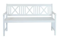 Garden Pleasure Gartenbank Bank MALMÖ 3-Sitzer B 154 X T 59 X H 89 Cm, Bank Aus Weiß Lackiertem Eukalyptus-Holz -Stil Beet Verkaufsgeschäft 3f7d2c17d264df0c0ce3cd4c33c1b634