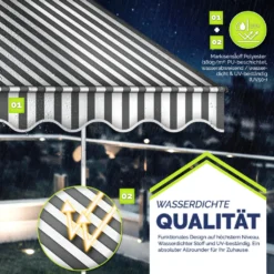 Tillvex Balkonmarkise 150 Cm Grau/Weiß Gelenkarm Markise Klemmmarkise Sonnenmarkise Balkon Ohne Bohren -Stil Beet Verkaufsgeschäft 400a4e6c9a4c0944717c99a0535a9423 1