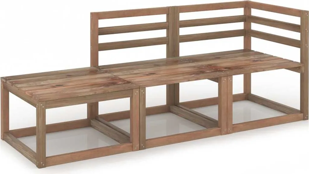 VidaXL 3-tlg. Garten-Lounge-Set Braun Imprägniertes Kiefernholz 1 VidaXL 3-tlg. Garten-Lounge-Set Braun Imprägniertes Kiefernholz