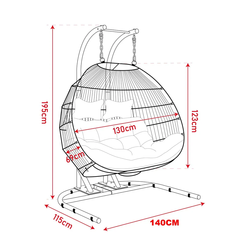Endorphin® Hängesessel Twin | Für Zwei Personen | Inklusive Gestell Und Auflage-Polster | Sessel Für Garten, Balkon, Terrasse, Wintergarten | Hängekorb | Design-Stuhl Für Drinnen & Outdoor | XXL 2 Endorphin® Hängesessel Twin | Für Zwei Personen | Inklusive Gestell Und Auflage-Polster | Sessel Für Garten, Balkon, Terrasse, Wintergarten | Hängekorb | Design-Stuhl Für Drinnen & Outdoor | XXL - Image 2