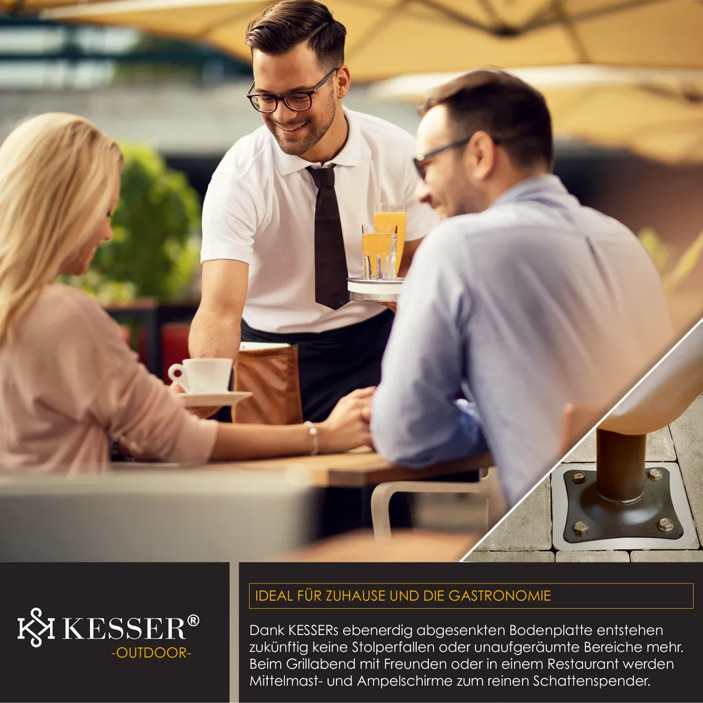 KESSER® Metall Universal Bodenplatte Sonnenschirmständer Für Sonnenschirm - Ampelschirm - Kurbelschirm | Bodenanker, Inkl. Handschuhe | 16 X 16 Cm, , Farbe:Silber 7 KESSER® Metall Universal Bodenplatte Sonnenschirmständer Für Sonnenschirm - Ampelschirm - Kurbelschirm | Bodenanker, Inkl. Handschuhe | 16 X 16 Cm, , Farbe:Silber - Image 7