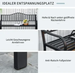 Outsunny Gartenbank Mit Ausziehbarem Tisch Für 2-3 Personen Parkbank Aus Metall Sitzbank Bank Terrassenbank Mit Rücken- & Armlehnen Gartenmöbel Schwarz 150 X 58,5 X 90 Cm -Stil Beet Verkaufsgeschäft 40ba6fdfff567484e5ab965c7a3f263a