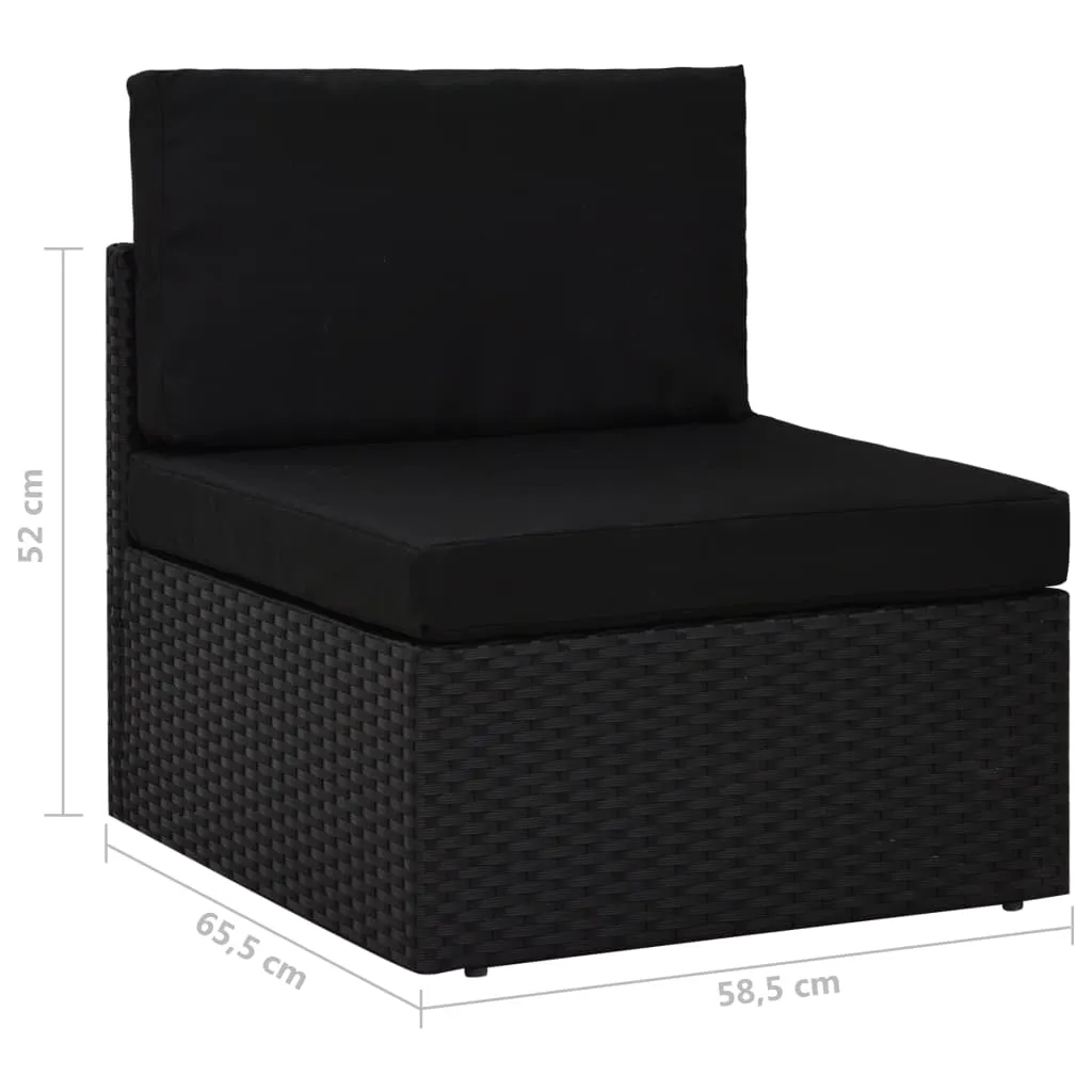 VidaXL Modulares 3-Sitzer-Sofa Poly Rattan Schwarz 7 VidaXL Modulares 3-Sitzer-Sofa Poly Rattan Schwarz - Image 7