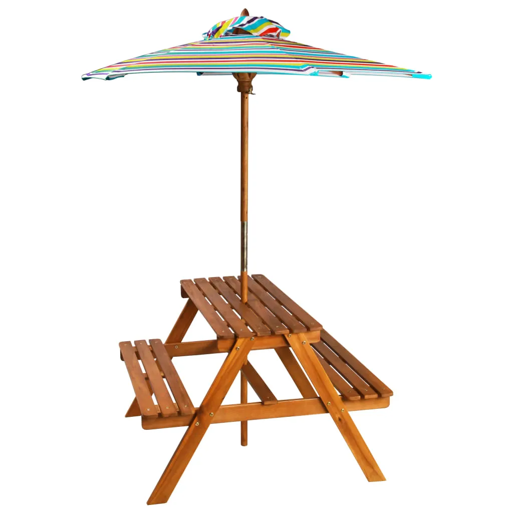 VidaXL Kinder-Picknicktisch Sonnenschirm 79x90x60cm Massivholz Akazie 2 VidaXL Kinder-Picknicktisch Sonnenschirm 79x90x60cm Massivholz Akazie - Image 2