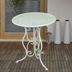 Landhaus Balkon Tisch Rund 60cm Bistrotisch Shabby Look Garten Terrasse Metall -Stil Beet Verkaufsgeschäft 41a0a9af0f5e2bb383292708e6db4325