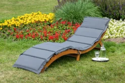 Merxx Gartenliege "Honopu" - Akazienholz, Inkl. Auflage Grau