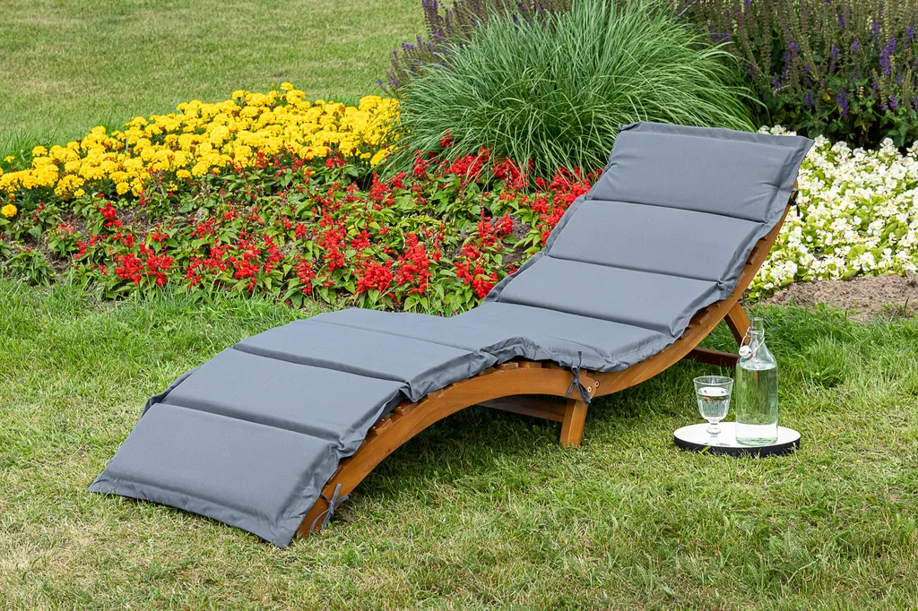 Merxx Gartenliege "Honopu" - Akazienholz, Inkl. Auflage Grau 1 Merxx Gartenliege "Honopu" - Akazienholz, Inkl. Auflage Grau