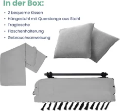 VITA5 Hängesessel Outdoor - Stabiler & Sicherer Hängestuhl - Stylischer Hängesessel Indoor - Leicht Zu Installierender Hängesessel - Bequeme Boho Raumdeko - 225kg Tragkraft - Warmes Grau -Stil Beet Verkaufsgeschäft 4292b8a94c1925c9c0338a03e4496905