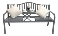 2in1 Metall Gartenbank + Klapptisch Bank Parkbank Sitzbank Tisch Terrasse Möbel