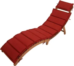 Gartenliege Klappbar, Akazie Geölt, Mit Auflage Rot, -Stil Beet Verkaufsgeschäft 483d1436c23ab4b8214d577abf08054d