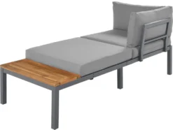 Merax Gartenmöbelset 4-teilig Loungeset Loungegruppe Aus Akazienholz Und Stahlrahmen, Balkonmöbel Set Mit Tisch Und Kissen, 250*172*67cm -Stil Beet Verkaufsgeschäft 484545ff10d93fc9b1a1b5397cff6958