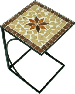 Garden Pleasure Beistelltisch AMARILLO 35x35cm Metall Mit Mosaik-Tischplatte - Eleganter Bestelltisch Mit Mosaik -Stil Beet Verkaufsgeschäft 495f7d239dc87760454f7d45cda37929