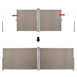 EINFEBEN Doppel Seitenmarkise Markisen Wandmarkise 160x600cm Ausziehbar Garten Sichtschutz Braun -Stil Beet Verkaufsgeschäft 49c4a9308bf1b32fac900dff9e1808b0