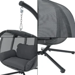 Hängesessel Abegondo Mit Gestell Und Kissen Indoor Outdoor Max. 120 Kg Hängekorb Hängestuhl Für Innen- Und Außen Stahlgestell Dunkelgrau -Stil Beet Verkaufsgeschäft 49d3c289c2b567e516a2419f2390e69e