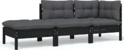 VidaXL 3-tlg. Garten-Lounge-Set Mit Kissen Schwarz Massivholz Kiefer -Stil Beet Verkaufsgeschäft 4a503e4ed1f83661b38372419ad2fd94