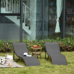 Outsunny 2er Set Sonnenliege Gartenliegen Stoffliege Relaxliege Ergonomisch Aluminium Texteline Dunkelgrau 165 X 61 X 63 Cm -Stil Beet Verkaufsgeschäft 4be348a5eaca0c7df18f1c3c3c56ac37