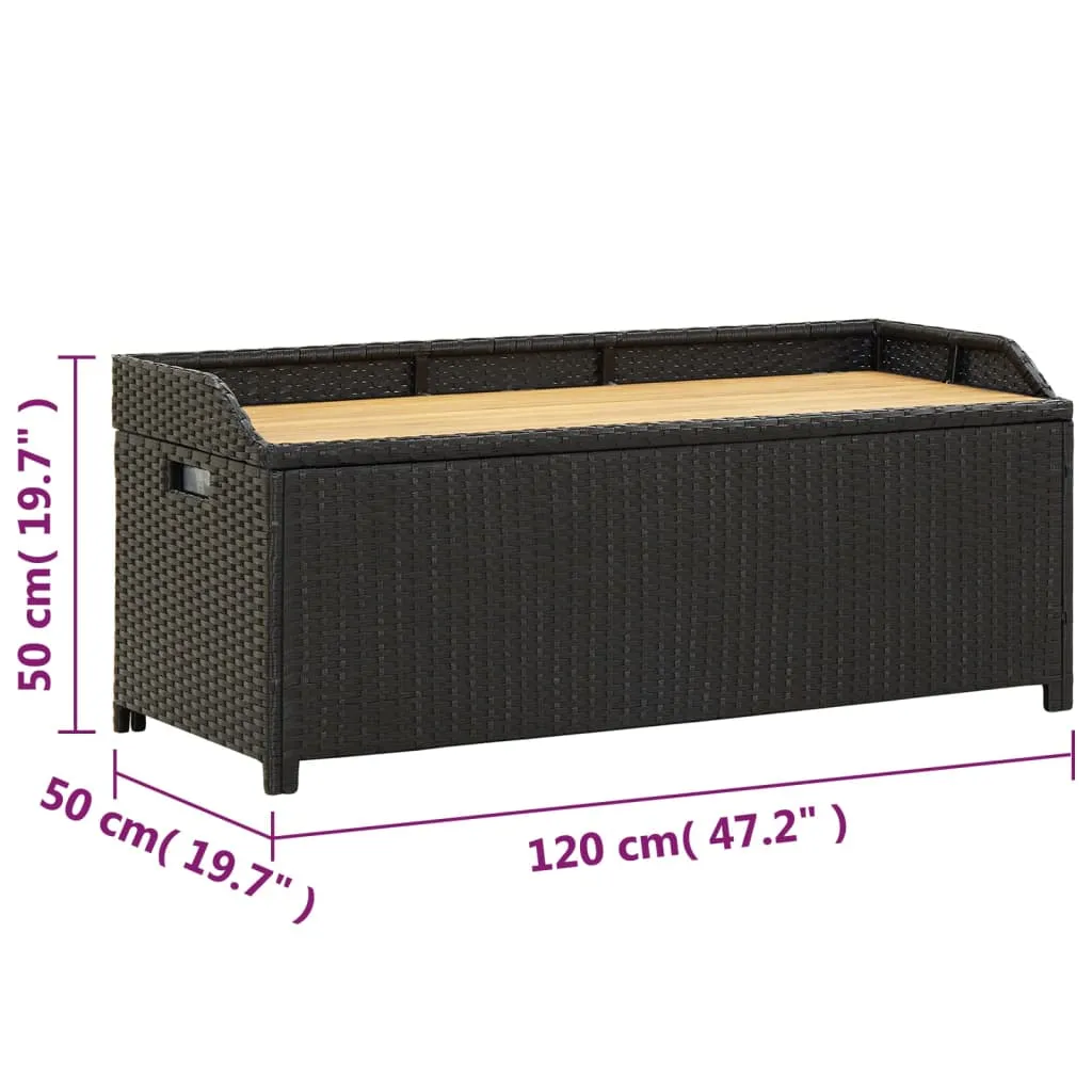 VidaXL Sitzbank Mit Stauraum 120 Cm Poly Rattan Schwarz 2 VidaXL Sitzbank Mit Stauraum 120 Cm Poly Rattan Schwarz - Image 2