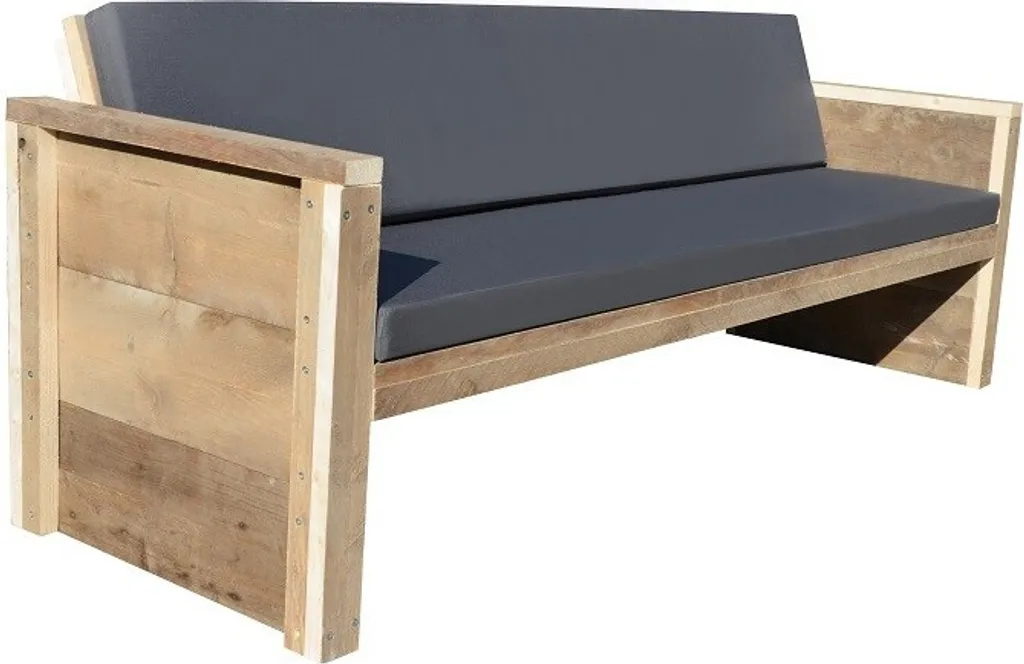 Wood4You Gartenbank Holz "Ameland" - Wetterfest Massivholz Rustikal - Holzbank Sitzbank Balkonmöbel Terassenmöbel Mit Kissen - DIY Baumbank Mit Lehne - Gerüstholz 1 Wood4You Gartenbank Holz "Ameland" - Wetterfest Massivholz Rustikal - Holzbank Sitzbank Balkonmöbel Terassenmöbel Mit Kissen - DIY Baumbank Mit Lehne - Gerüstholz